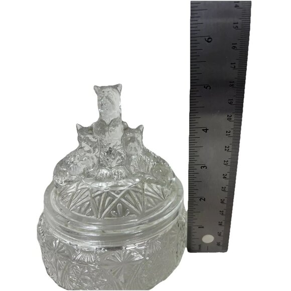 Vintage LE Smith 1930s Crystal Glass Scottish Terrier Powder Jar Container Mint - Picture 6 of 7